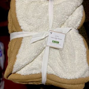 Pottery Bern Cable Knit Throw with Sherpa fleece